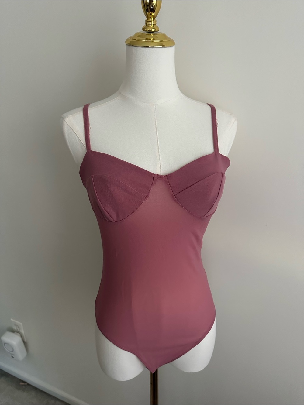 Forever 21 Mauve Pink Underwire Mesh Bodysuit